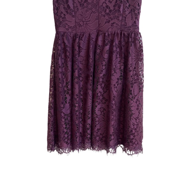 XHILARATION PURPLE FLOWY LACE SHORT SLEEVE MINI DRESS, WITH ZIPPER, SIZE XS - Picture 2 of 8